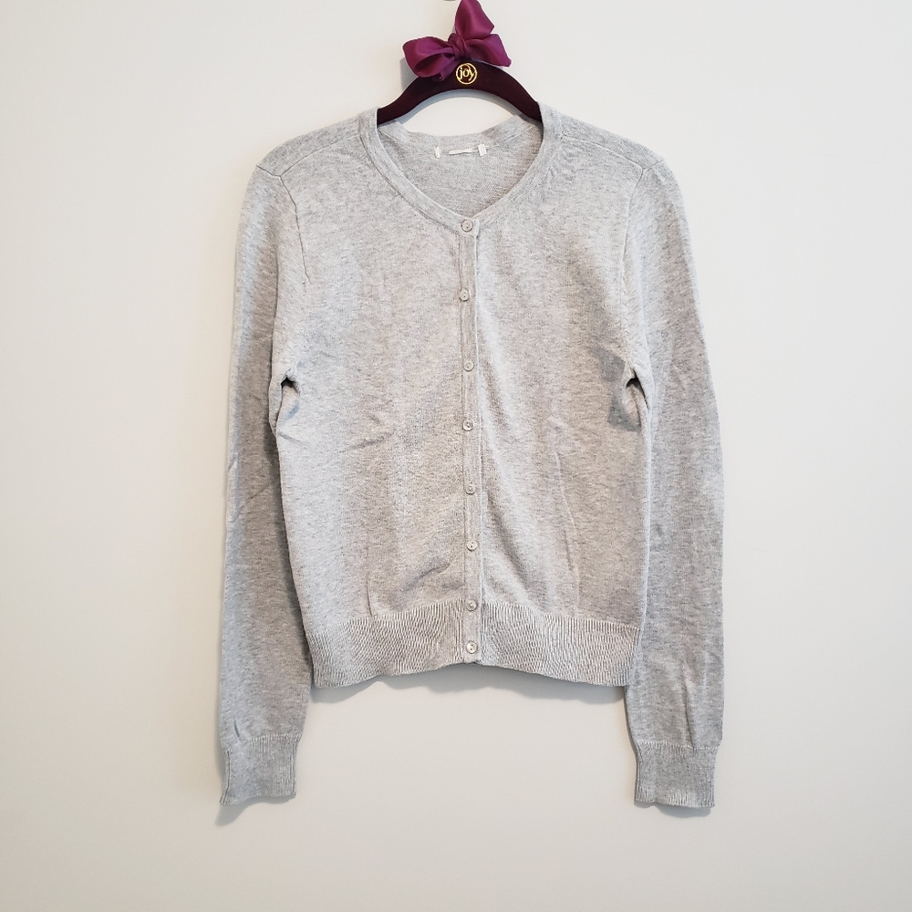Basic Long Sleeve Light Grey Button-up Cardigan Light Grey Gray Layering